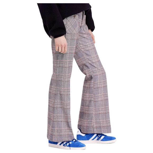 Free People Pants - Free People Women's Plaid Wide Leg Bell Bottom Pants SZ 12
